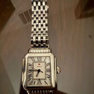 Michele Stainless Steel Silver-Tone Roman Numeral Bracelet Watch